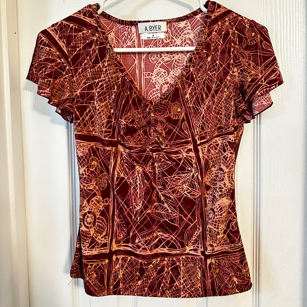 A.Byer Burgundy & Beige Top